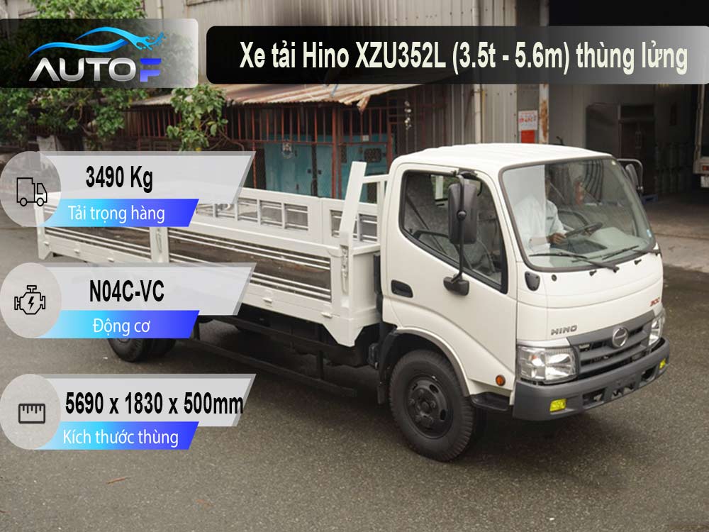 Xe tải Hino XZU352L (3.5t - dài 5.6m) thùng lửng